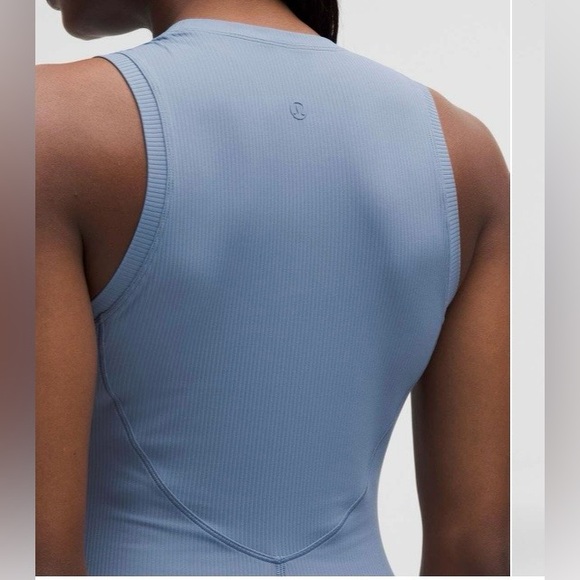 Lululemon All Aligned Ribbed Midi Dress Washed Denim Size 12 Blue - Picture 10 of 13